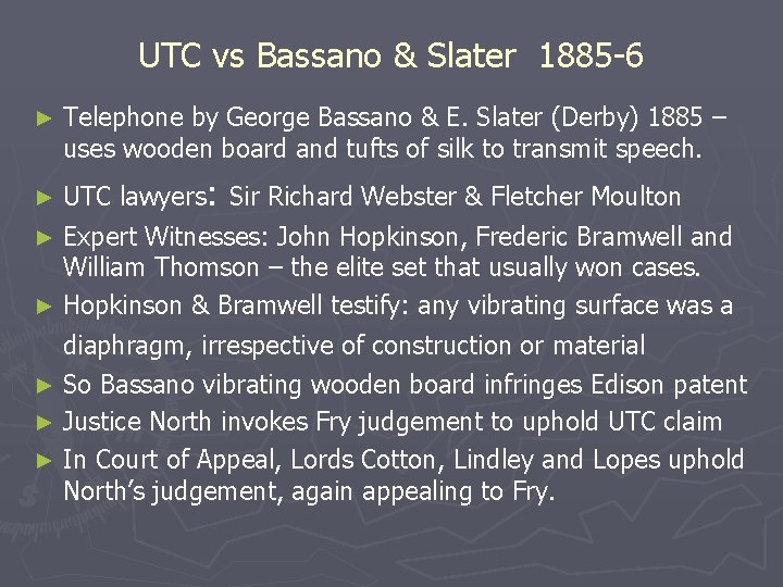 UTC vs Bassano & Slater 1885 -6 ► Telephone by George Bassano & E.