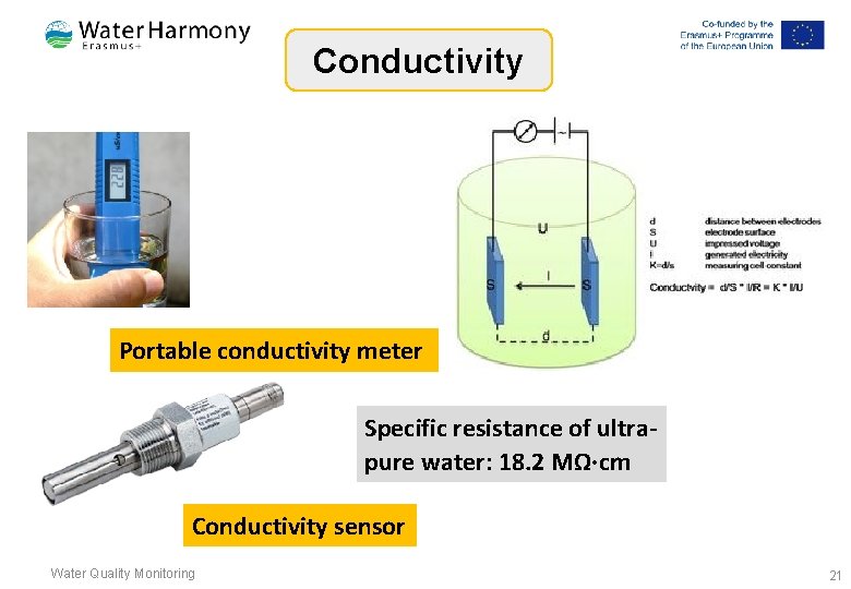 Conductivity Portable conductivity meter Specific resistance of ultra pure water: 18. 2 MΩ·cm Conductivity