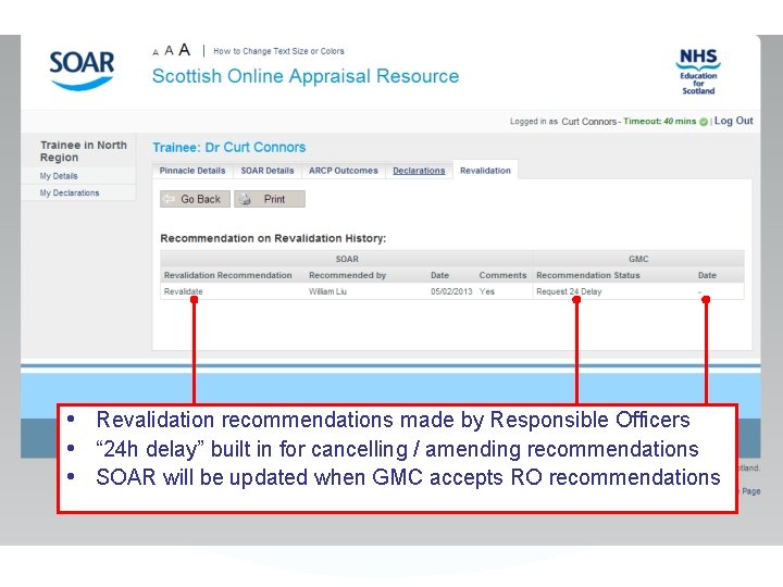  • Revalidation recommendations made by Responsible Officers • “ 24 h delay” built