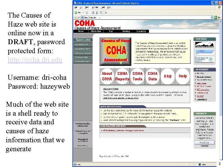 The Causes of Haze web site is online now in a DRAFT, password protected