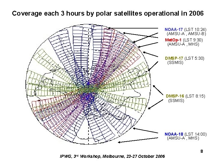 Coverage each 3 hours by polar satellites operational in 2006 NOAA-17 (LST 10: 24)