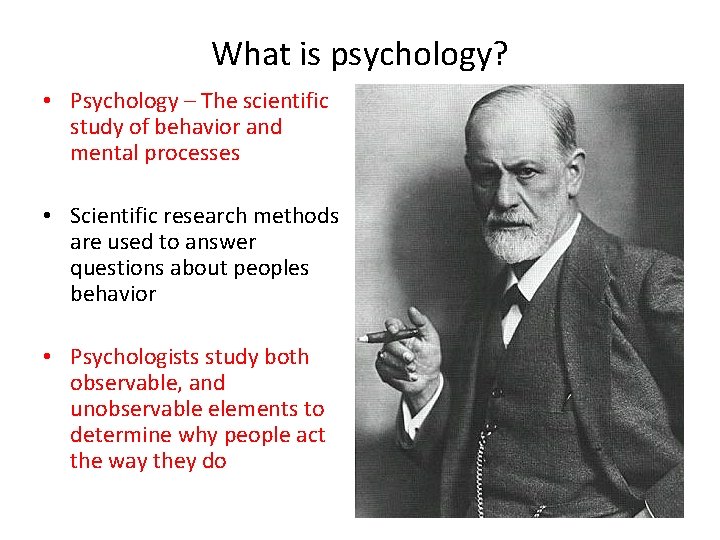 What is psychology? • Psychology – The scientific study of behavior and mental processes