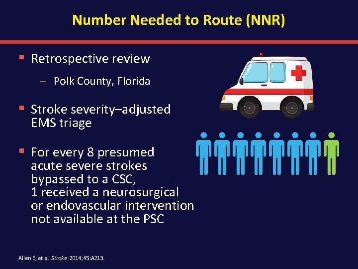 Number Needed to Route (NNR) § Retrospective review – Polk County, Florida § Stroke