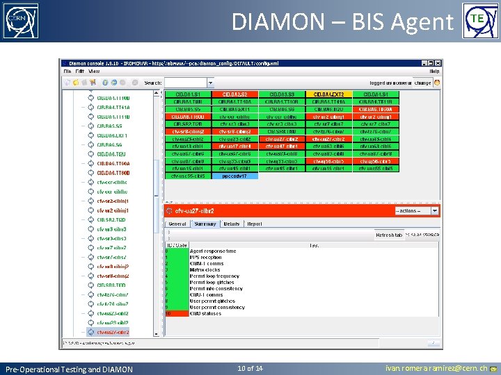 DIAMON – BIS Agent Pre-Operational Testing and DIAMON 10 of 14 ivan. romera. ramirez@cern. DIAMON – BIS Agent Pre-Operational Testing and DIAMON 10 of 14 ivan. romera. ramirez@cern.