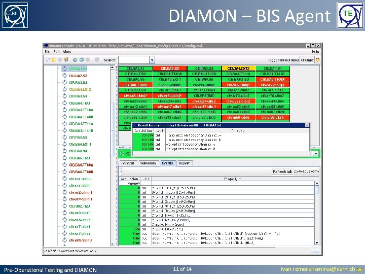 DIAMON – BIS Agent Pre-Operational Testing and DIAMON 11 of 14 ivan. romera. ramirez@cern. DIAMON – BIS Agent Pre-Operational Testing and DIAMON 11 of 14 ivan. romera. ramirez@cern.