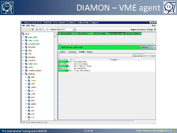 DIAMON – VME agent Pre-Operational Testing and DIAMON 13 of 14 ivan. romera. ramirez@cern. DIAMON – VME agent Pre-Operational Testing and DIAMON 13 of 14 ivan. romera. ramirez@cern.