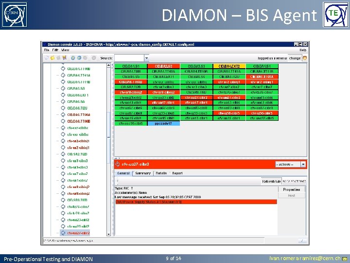 DIAMON – BIS Agent Pre-Operational Testing and DIAMON 9 of 14 ivan. romera. ramirez@cern. DIAMON – BIS Agent Pre-Operational Testing and DIAMON 9 of 14 ivan. romera. ramirez@cern.