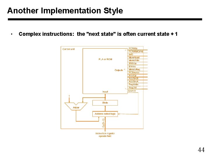 Another Implementation Style • Complex instructions: the "next state" is often current state +