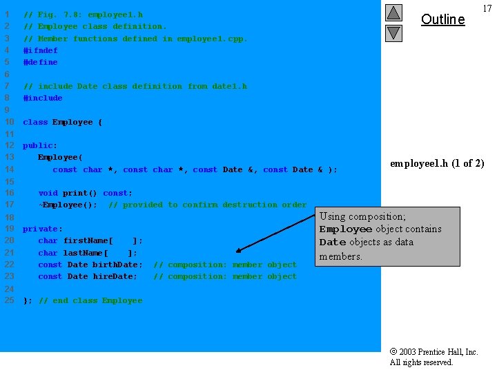 1 2 3 4 5 // Fig. 7. 8: employee 1. h // Employee