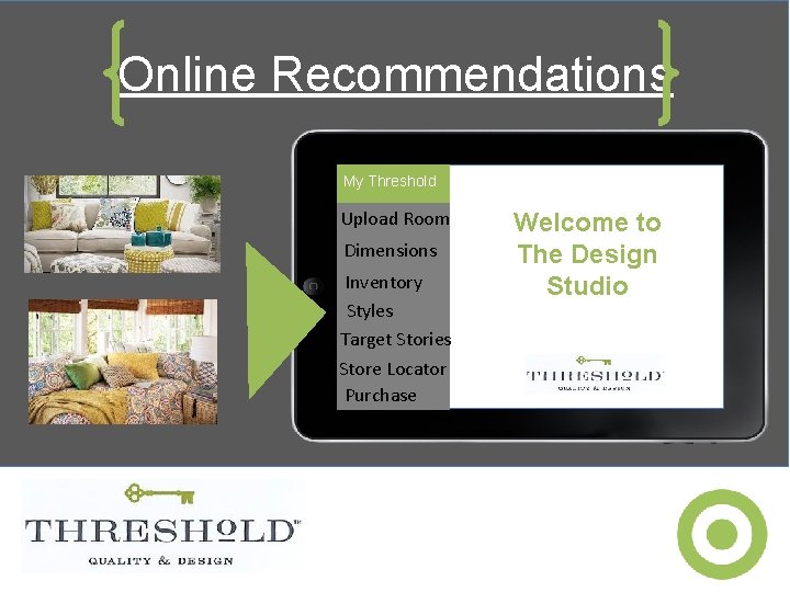 Online Recommendations My Threshold Upload Room Dimensions Inventory Styles Target Stories Store Locator Purchase