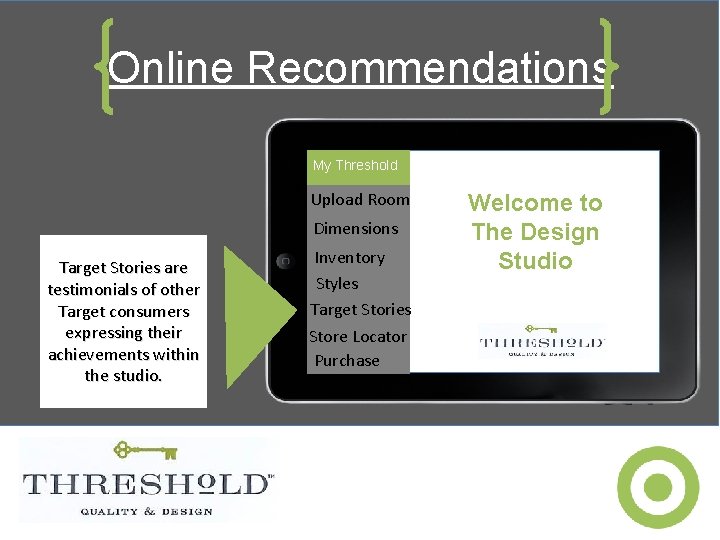 Online Recommendations My Threshold Upload Room Dimensions Target Stories are testimonials of other Target