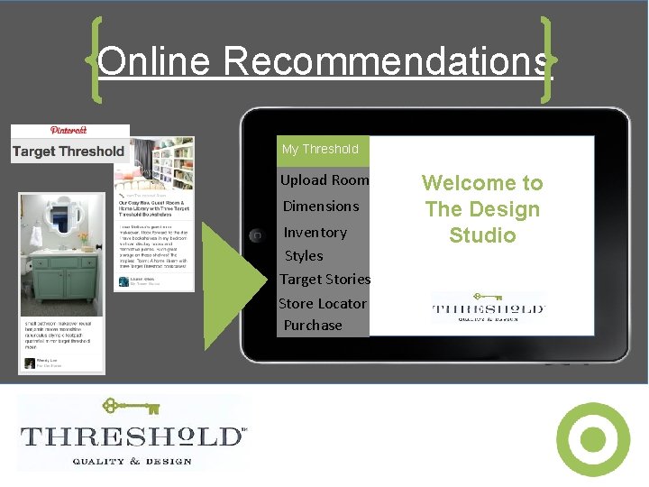 Online Recommendations My Threshold Upload Room Dimensions Inventory Styles Target Stories Store Locator Purchase