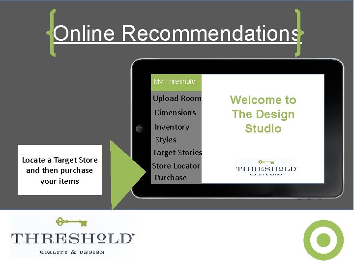 Online Recommendations My Threshold Upload Room Dimensions Locate a Target Store and then purchase