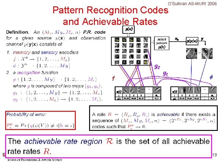 O’Sullivan AS-MURI 2006 Pattern Recognition Codes and Achievable Rates 19 O’Sullivan AS-MURI 2006 Pattern Recognition Codes and Achievable Rates 19
