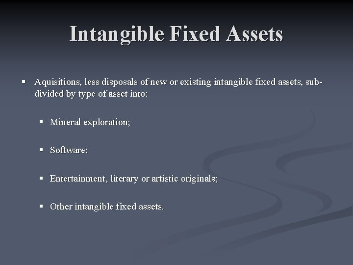 Intangible Fixed Assets § Aquisitions, less disposals of new or existing intangible fixed assets,