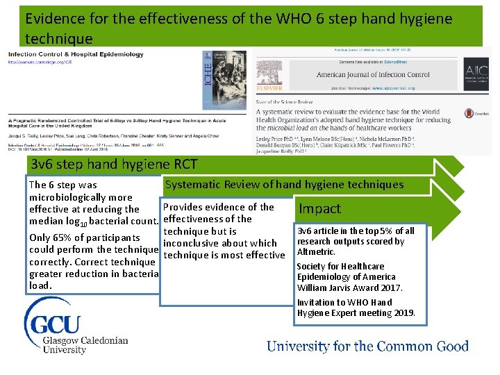 Evidence for the effectiveness of the WHO 6 step hand hygiene technique 3 v