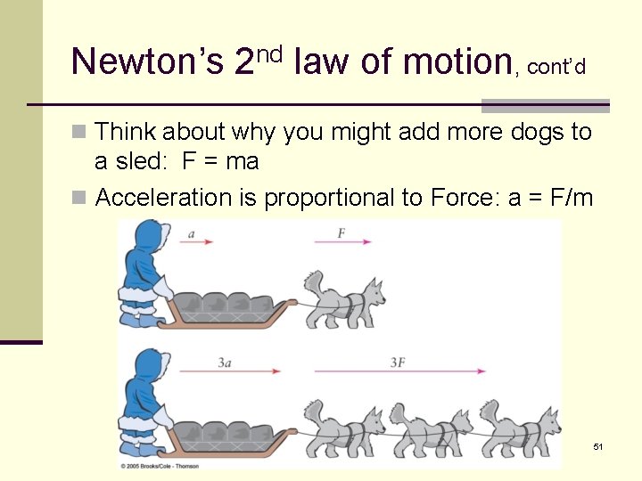 Newton’s 2 nd law of motion, cont’d n Think about why you might add