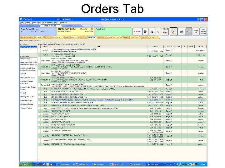 Orders Tab 