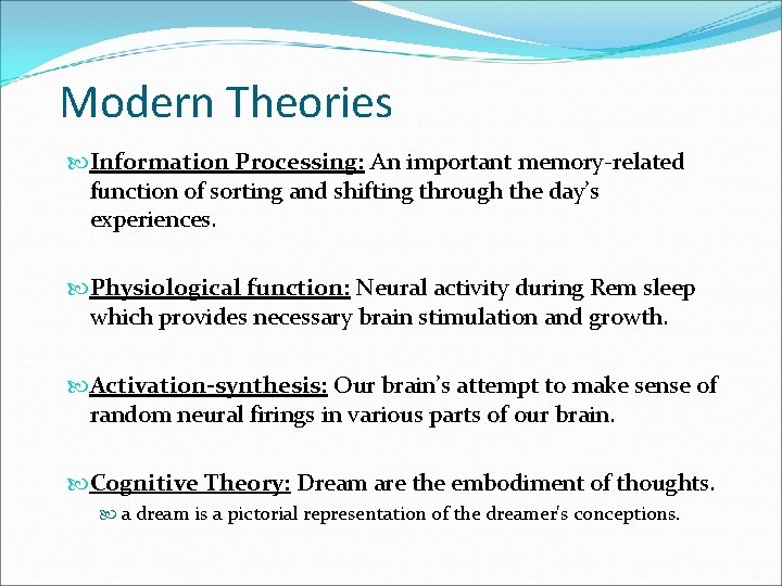 Modern Theories Information Processing: An important memory-related function of sorting and shifting through the