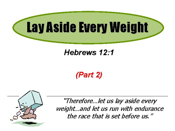 Lay Aside Every Weight Hebrews 12: 1 (Part 2) “Therefore…let us lay aside every