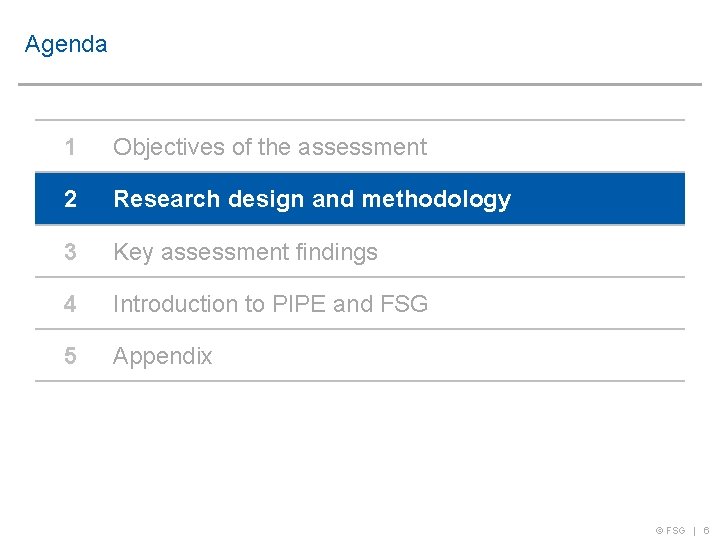 Agenda 1 Objectives of the assessment 2 Research design and methodology 3 Key assessment