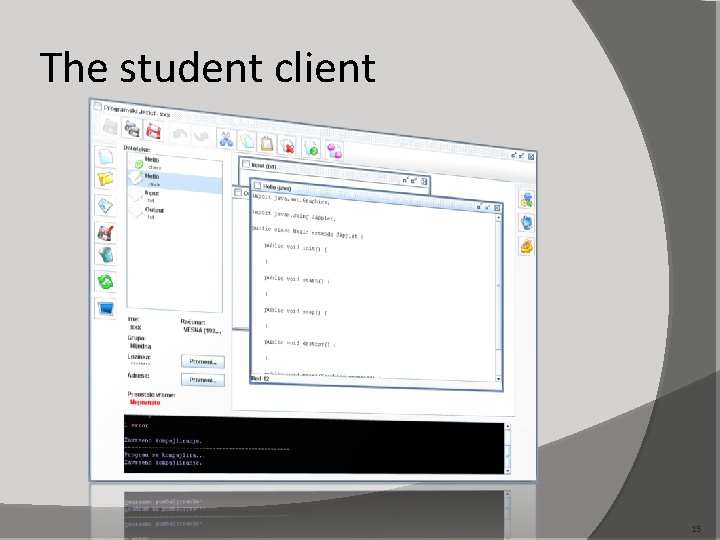 The student client 15 