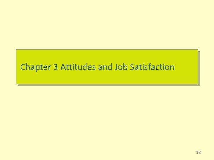 Chapter 3 Attitudes and Job Satisfaction 3 -0 