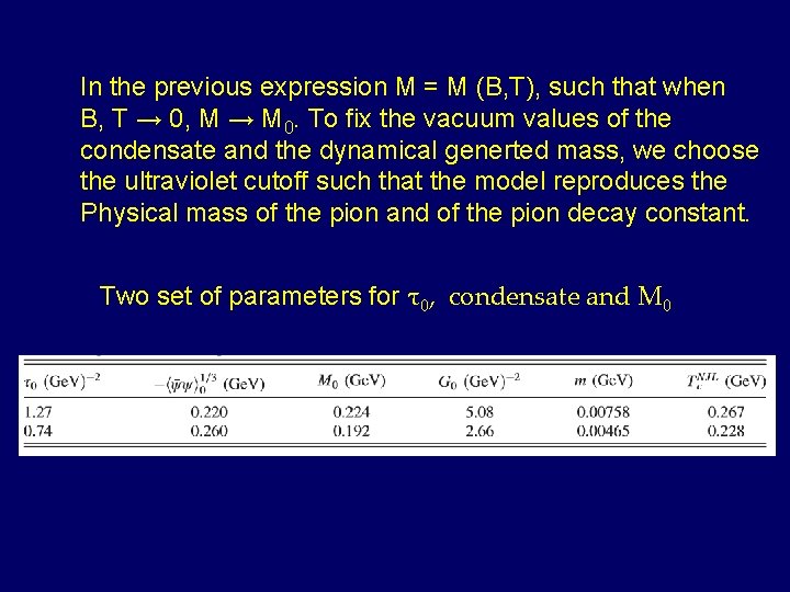 In the previous expression M = M (B, T), such that when B, T
