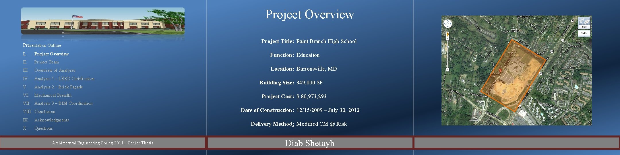 Project Overview Presentation Outline: I. Project Overview II. Project Team III. Overview of Analyses