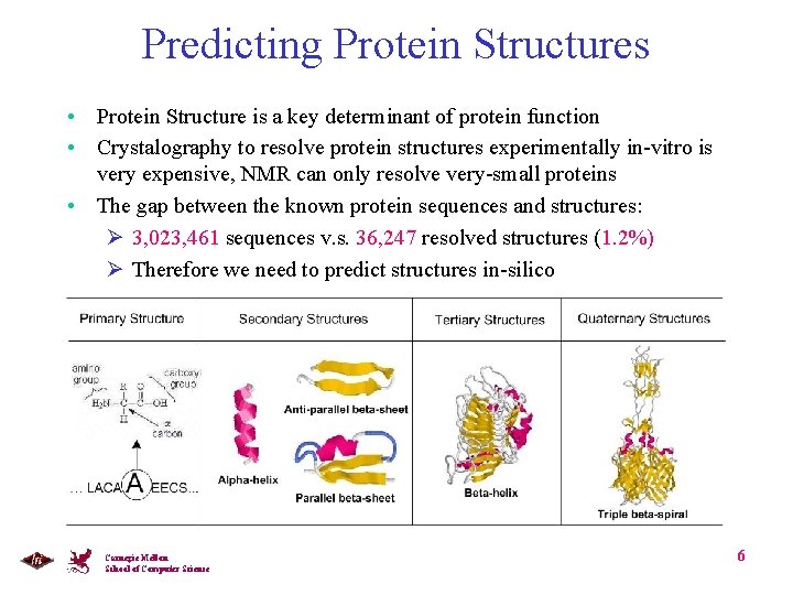 Predicting Protein Structures • Protein Structure is a key determinant of protein function •
