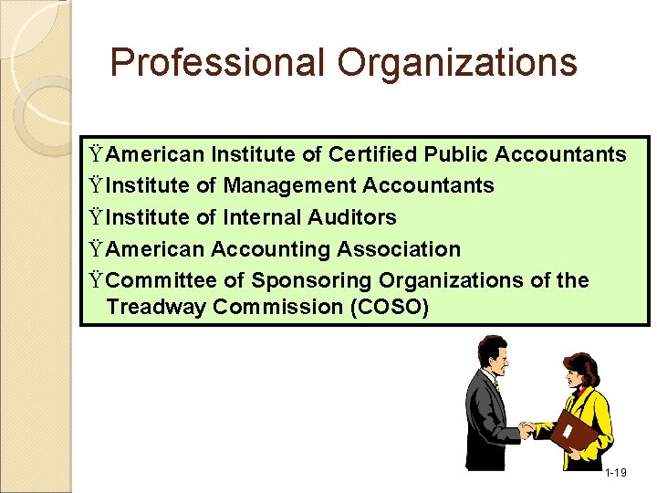 Professional Organizations Ÿ American Institute of Certified Public Accountants Ÿ Institute of Management Accountants