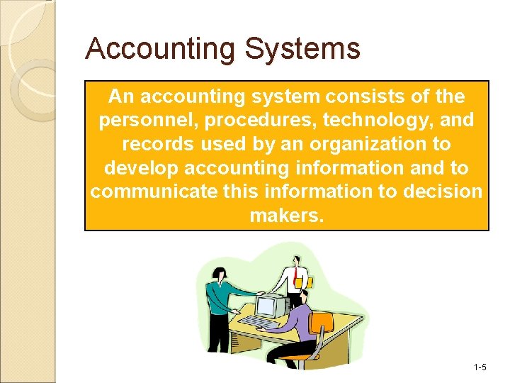 Accounting Systems An accounting system consists of the personnel, procedures, technology, and records used
