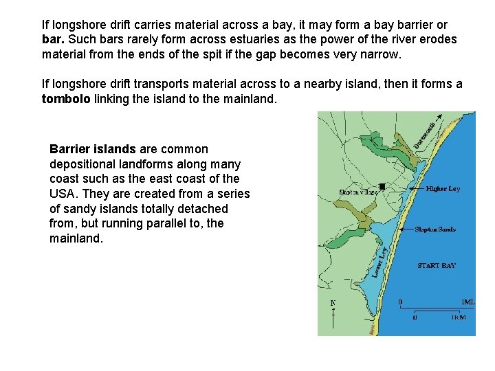 If longshore drift carries material across a bay, it may form a bay barrier