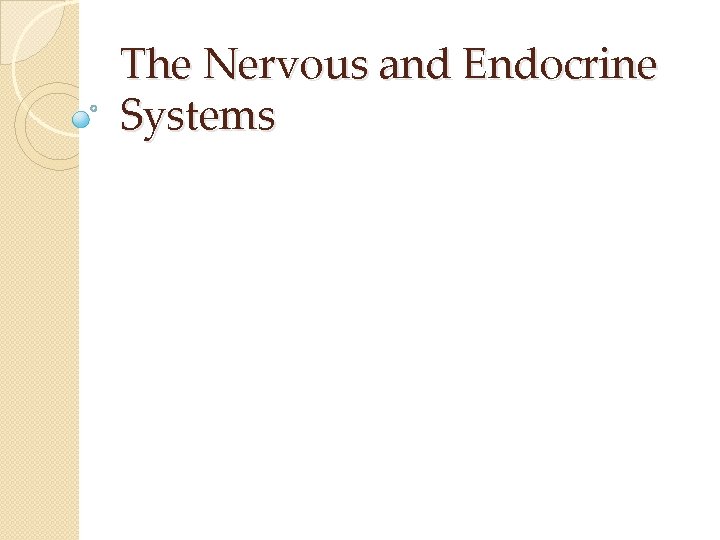 The Nervous and Endocrine Systems The Nervous and Endocrine Systems