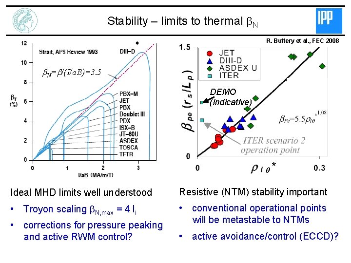 Stability – limits to thermal b. N R. Buttery et al. , FEC 2008