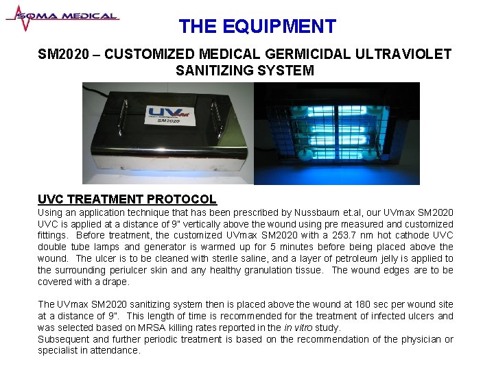 THE EQUIPMENT SM 2020 – CUSTOMIZED MEDICAL GERMICIDAL ULTRAVIOLET SANITIZING SYSTEM UVC TREATMENT PROTOCOL