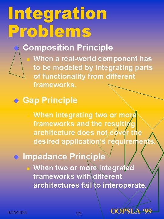 Integration Problems u Composition Principle n u Gap Principle n u When a real-world