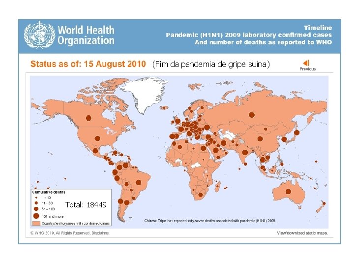 (Fim da pandemia de gripe suína) Total: 18449 