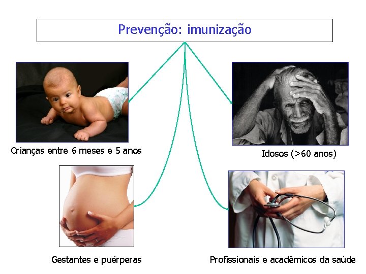 Prevenção: imunização Crianças entre 6 meses e 5 anos Gestantes e puérperas Idosos (>60