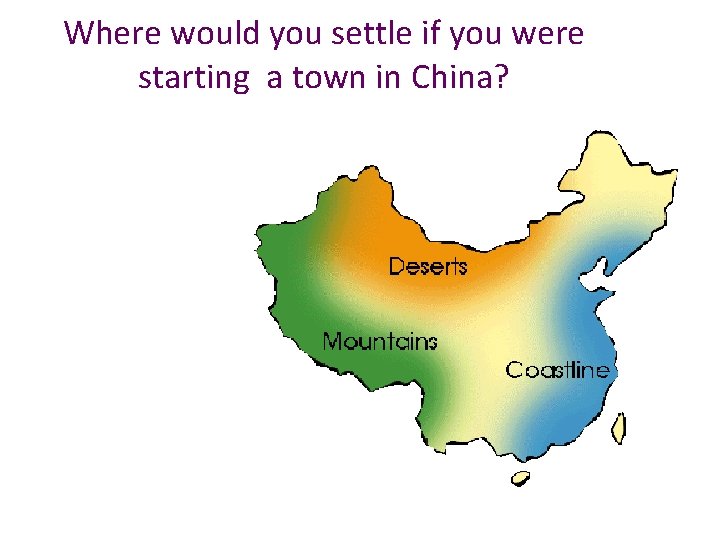 Where would you settle if you were starting a town in China? 