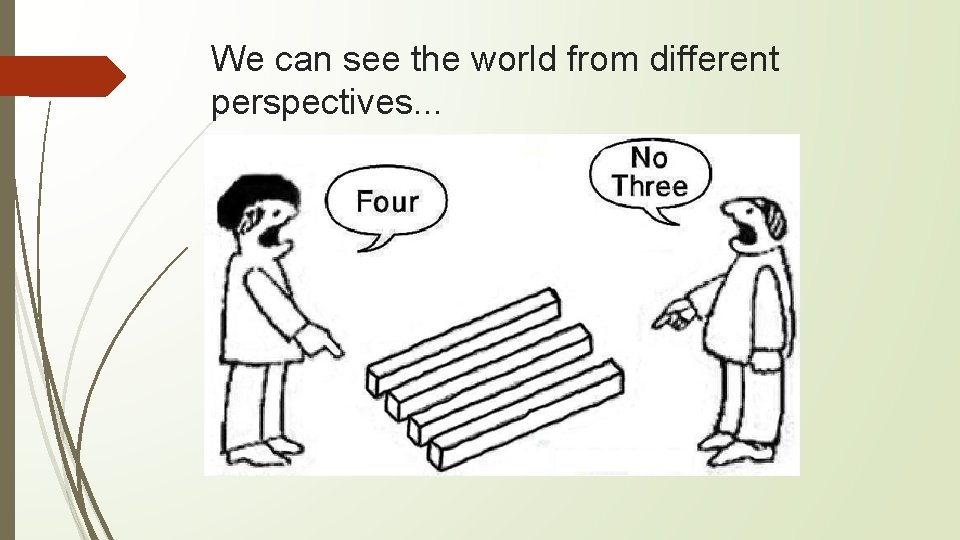 We can see the world from different perspectives. . . 