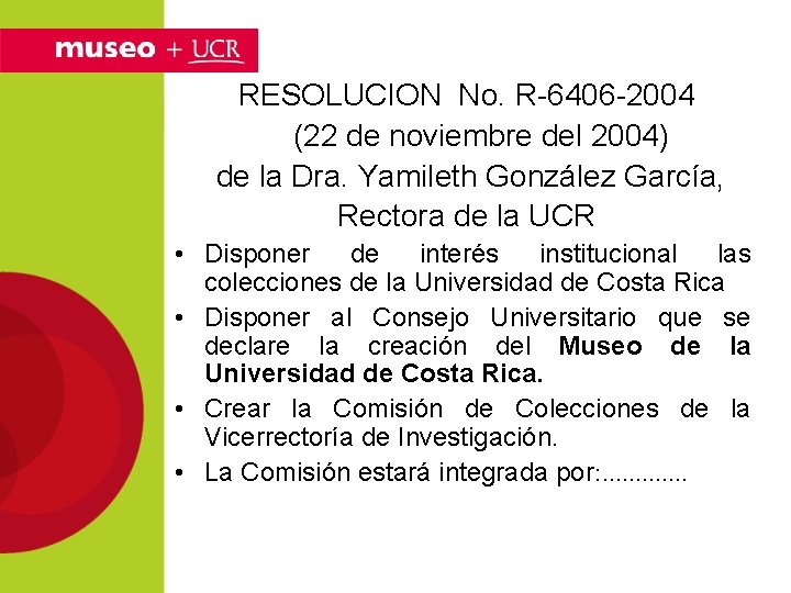 RESOLUCION No. R-6406 -2004 (22 de noviembre del 2004) de la Dra. Yamileth González