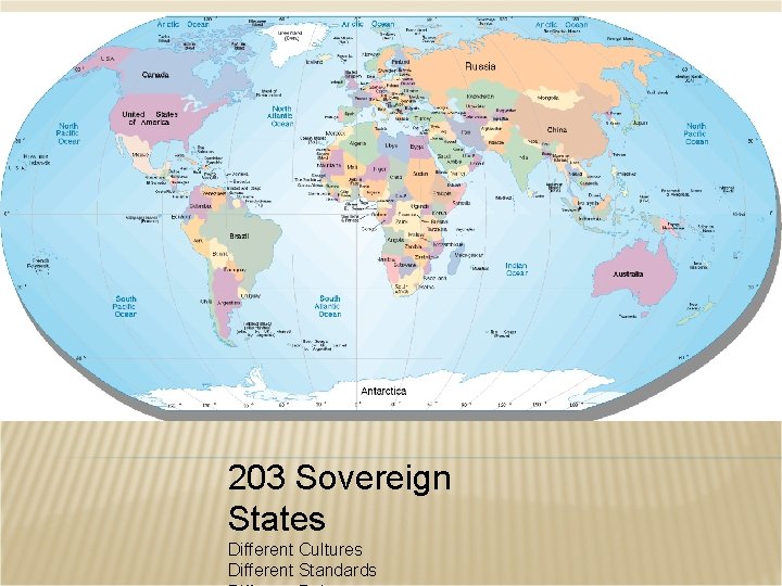 203 Sovereign States Different Cultures Different Standards 