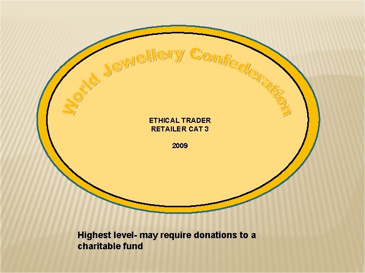 ETHICAL TRADER RETAILER CAT 3 2009 Highest level- may require donations to a charitable