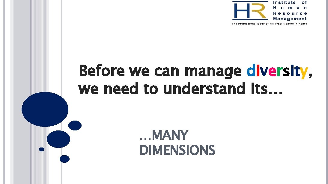 Before we can manage diversity, we need to understand its… …MANY DIMENSIONS 