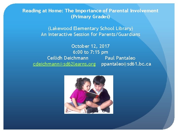 Reading at Home: The Importance of Parental Involvement (Primary Grades) (Lakewood Elementary School Library)