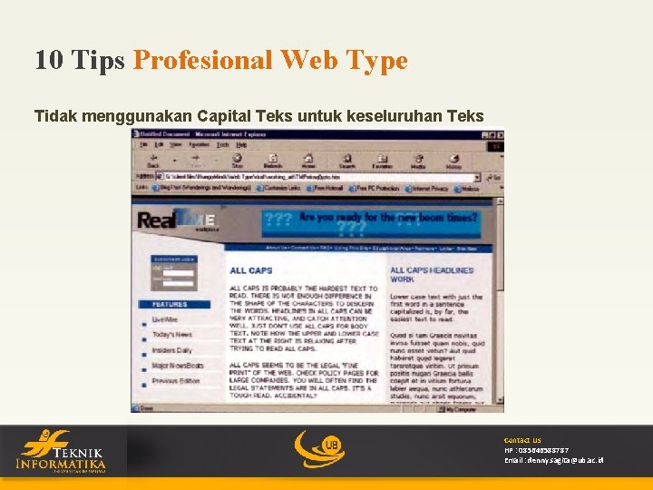 10 Tips Profesional Web Type Tidak menggunakan Capital Teks untuk keseluruhan Teks Contact Us