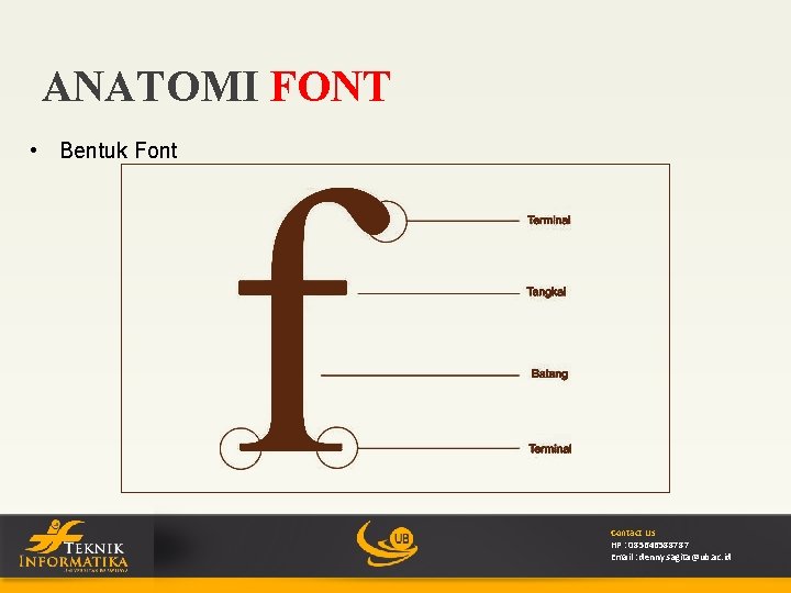 ANATOMI FONT • Bentuk Font Contact Us HP : 085646588787 Email : denny. sagita@ub.