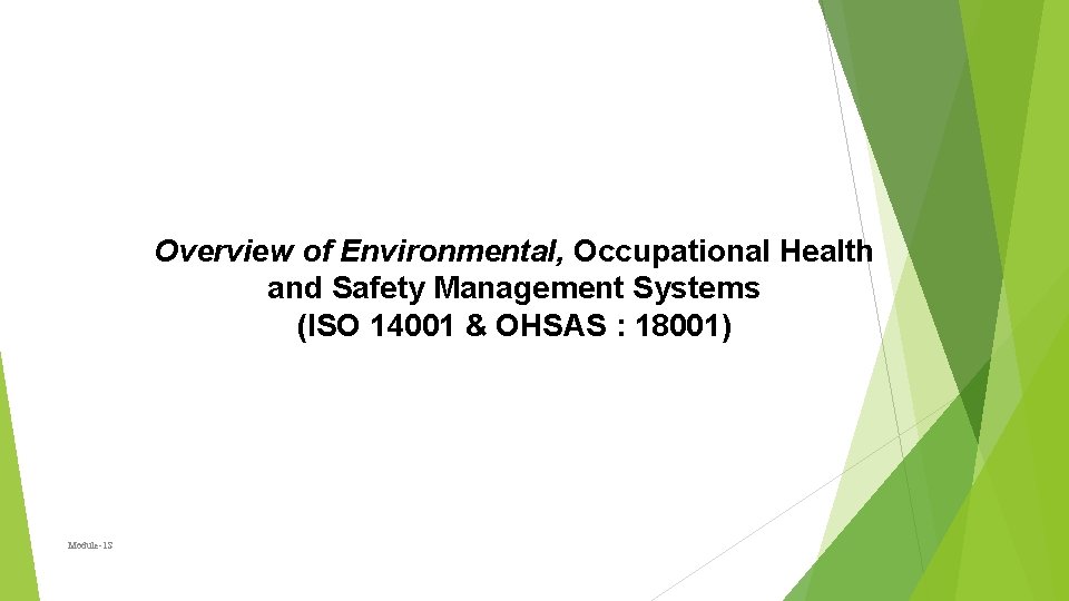 Overview of Environmental Occupational Health and Safety Management