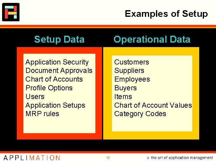 Examples of Setup Data Operational Data Application Security Document Approvals Chart of Accounts Profile Examples of Setup Data Operational Data Application Security Document Approvals Chart of Accounts Profile